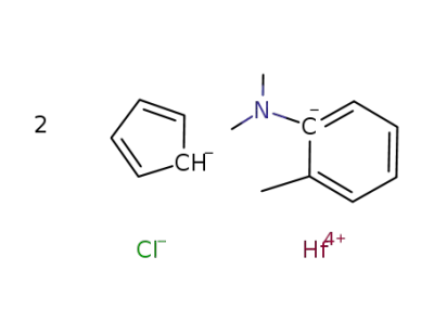 {(cyclopentadienyl)2(o-dimethylaminobenzyl)HfCl}